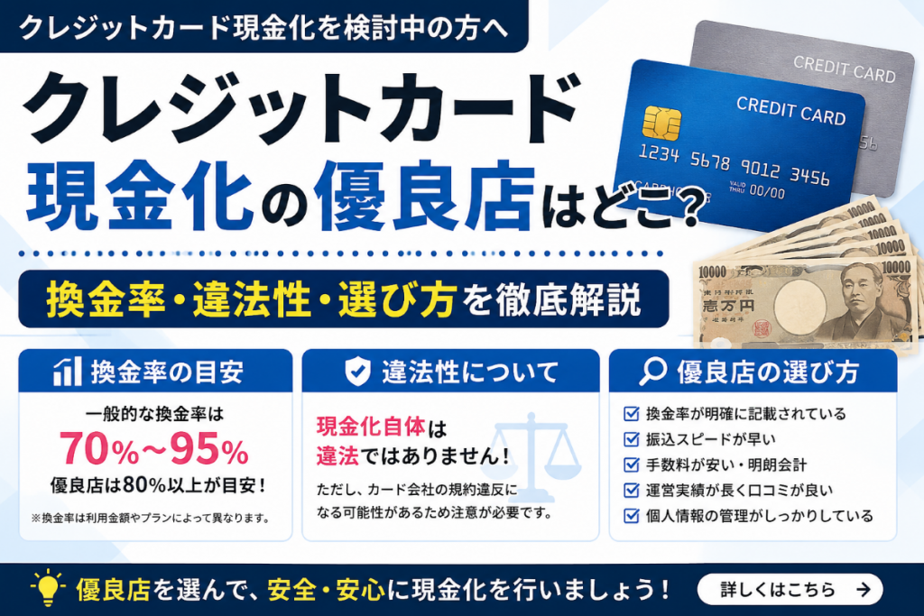 クレジットカード現金化の優良店はどこ?換金率・違法性・選び方を徹底解説